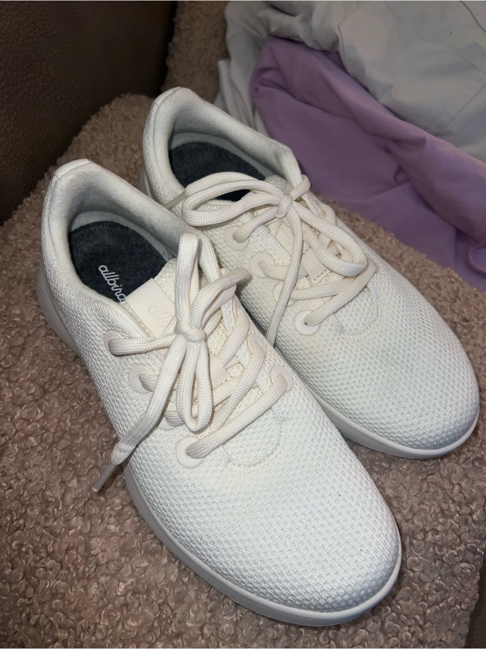 allbirds Women's Off-White Knit Lace-Up Athletic Sneakers